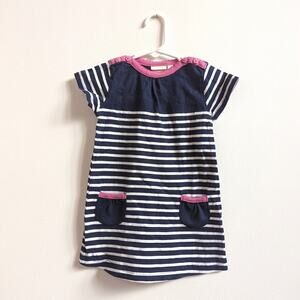 Jojo Maman Bebe Dress Baby Girls Sz 12-18m Navy Stripe